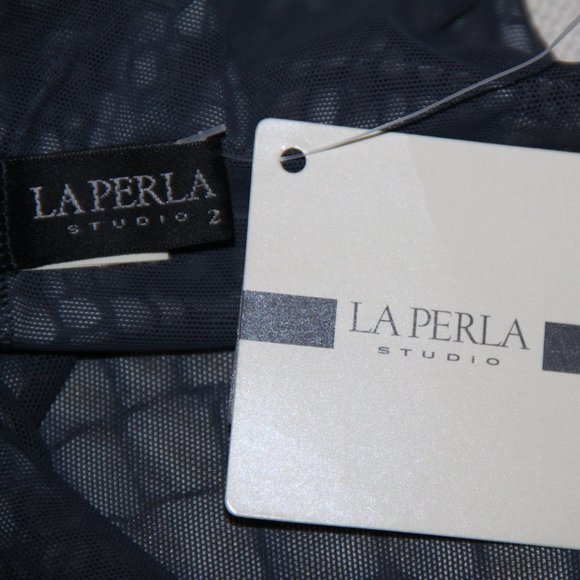 La Perla New Bodysuit Gray Abstract Croco Print Double Layer Top Italy US 8 - Picture 3 of 10